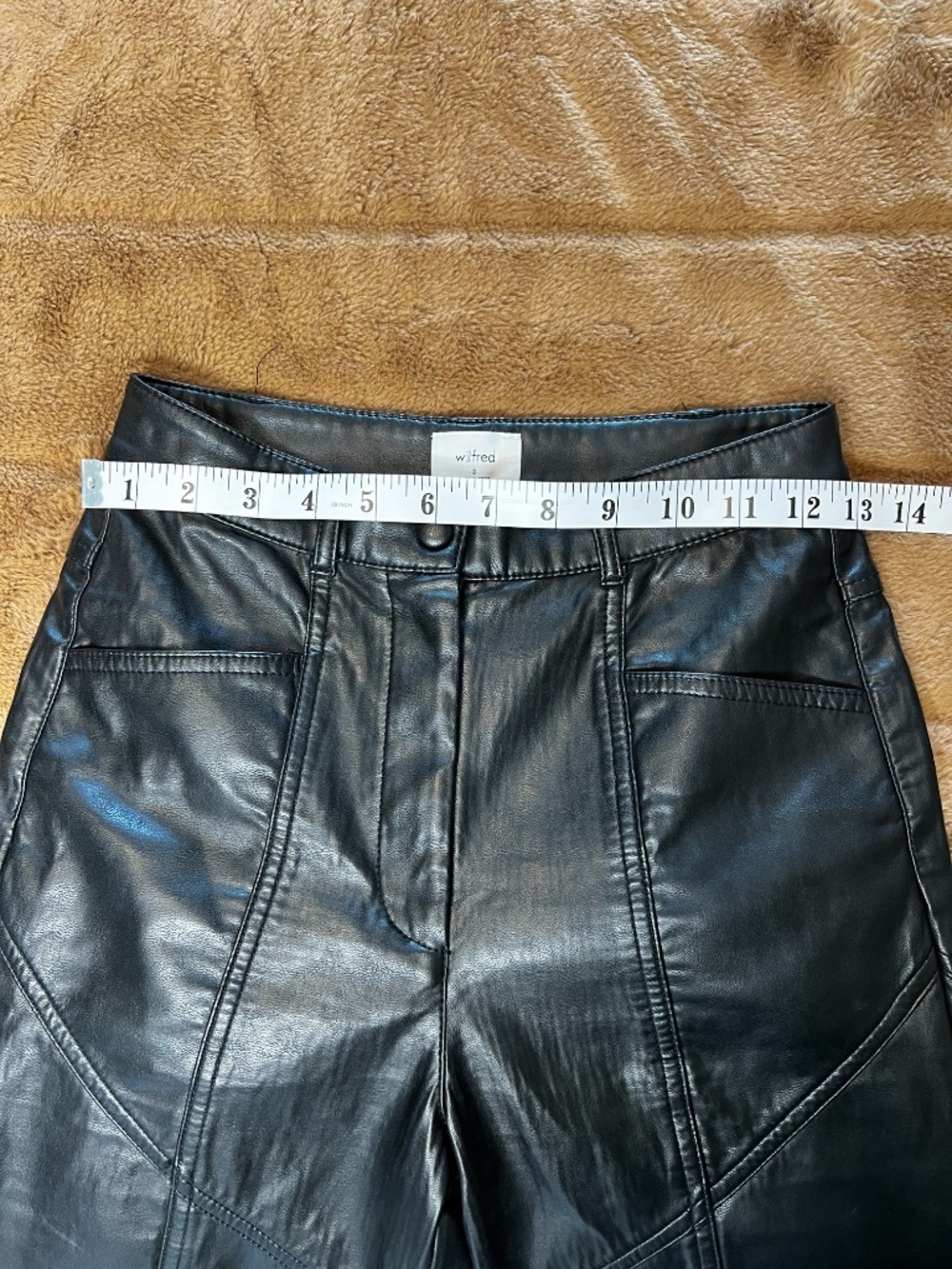 Wilfred by Aritzia Black Faux Leather High-Waisted Pants | Size 0 - Picture 4 of 7